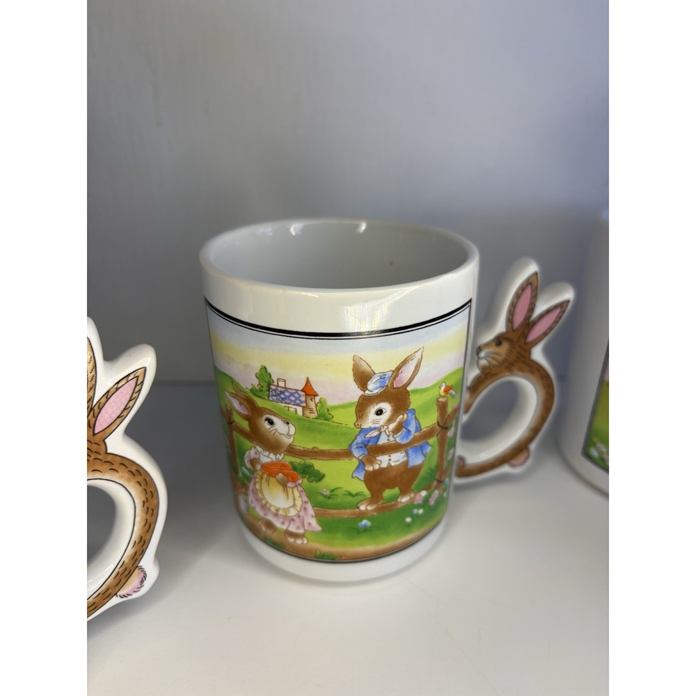 🐰4 Vintage Peter Rabbit Easter Bunny Coffee Tea Mugs Bunny Shaped Handles - Picture 4 of 9